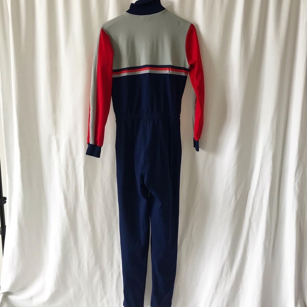 Vintage Ski Suit One Piece Stirrup Snowsuit Retro 80s 90s Thermal Suit Size 12 - Picture 7 of 11